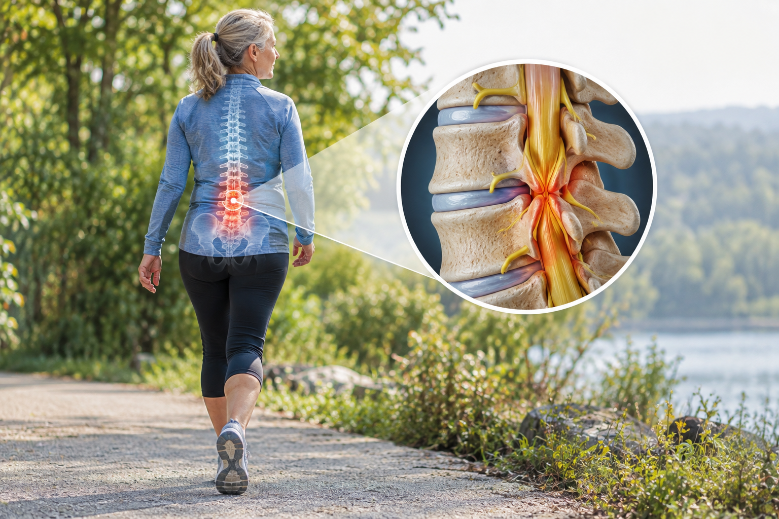 Older adult staying active while managing symptoms of spinal stenosis